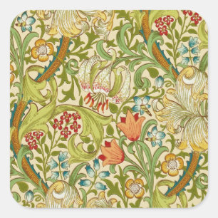 William Morris Golden Lily Vintage Pre-Raphaelite Fyrkantigt Klistermärke