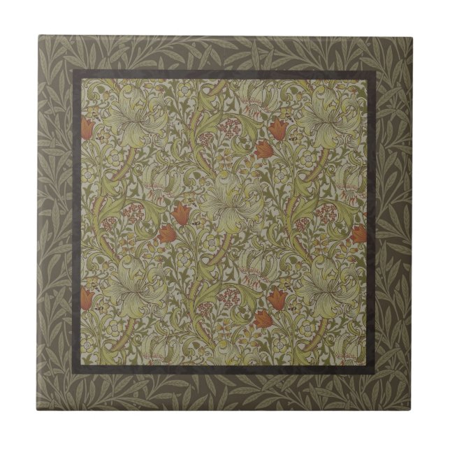 William Morris Golden Lily Willow Bough-mönster Kakelplatta (Framsidan)