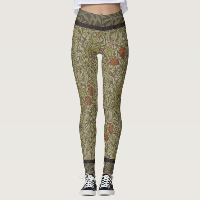 William Morris Golden Lily Willow Bough-mönster Leggings (Framsida)