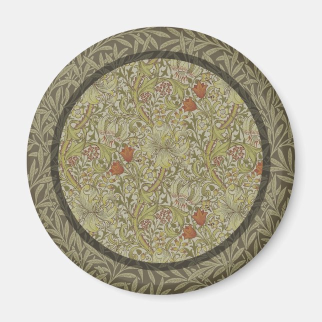 William Morris Golden Lily Willow Bough-mönster Magnet (Framsidan)