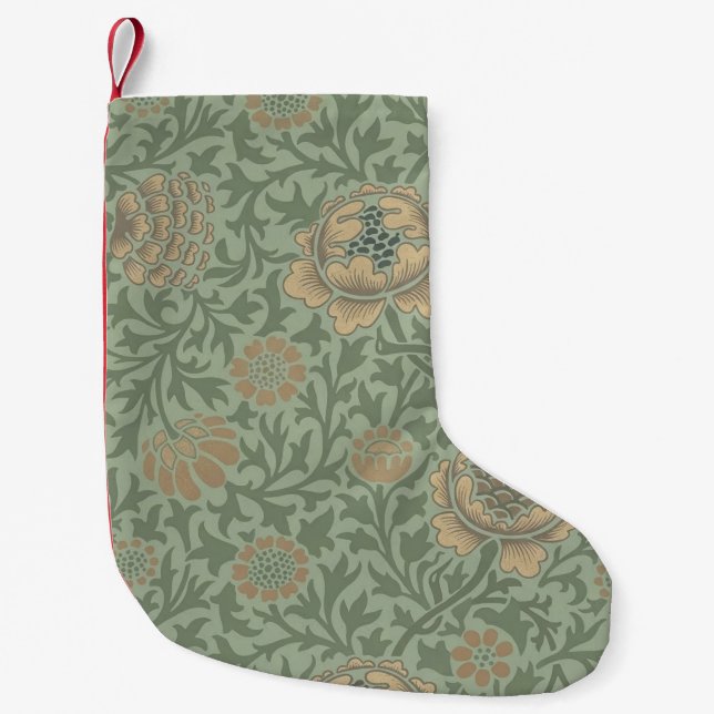 William Morris Grafton Blommönster Sagegrön  Liten Julstrumpa (Framsidan)