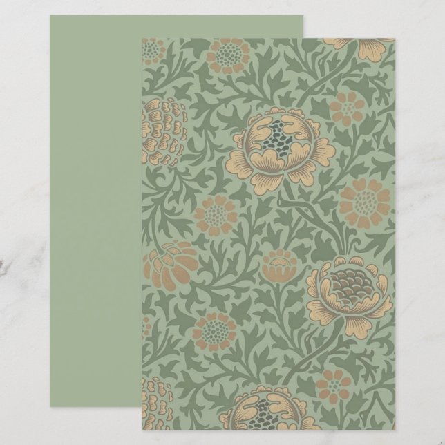 William Morris Grafton Blommönster Sälggrönt  (Fram/baksida)