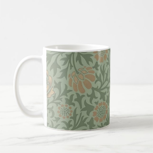 William Morris Grafton Blommönster Sälggrönt  Kaffemugg (Vänster)
