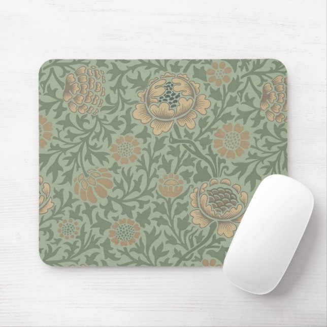 William Morris Grafton Blommönster Sälggrönt  Musmatta (Med mus)
