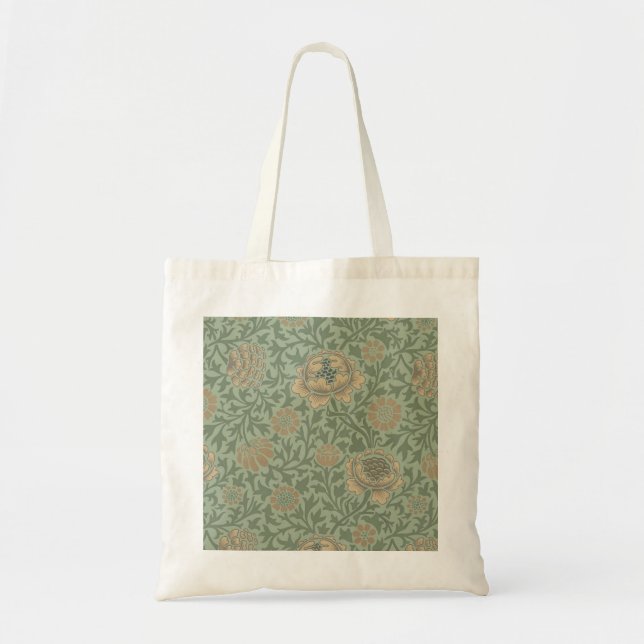 William Morris Grafton Blommönster Sälggrönt  Tygkasse (Framsidan)