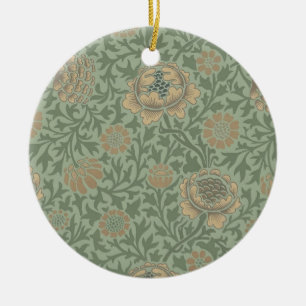 William Morris Grafton Blommönster Salvia Grön Julgransprydnad Keramik
