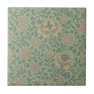 William Morris Grafton Blommönster Salvia Grön Kakelplatta