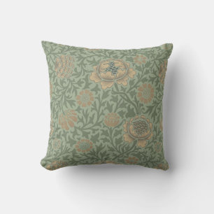William Morris Grafton Blommönster Salvia Grön Kudde