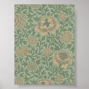 William Morris Grafton Blommönster Salvia Grön Poster