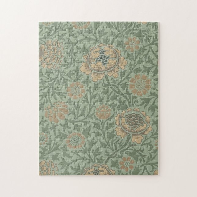 William Morris Grafton Blommönster Salvia Grön  Pussel (Vertikal)