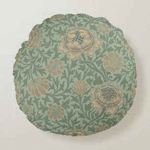 William Morris Grafton Blommönster Salvia Grön Rund Kudde