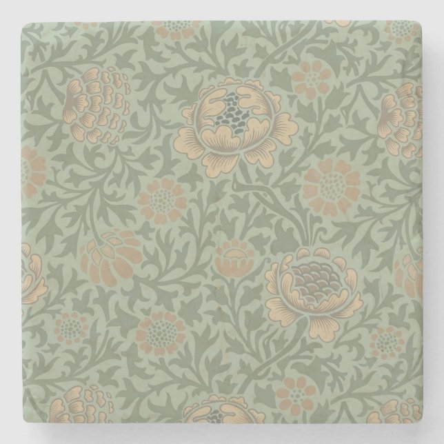 William Morris Grafton Blommönster Salvia Grön Stenunderlägg (Framsidan)