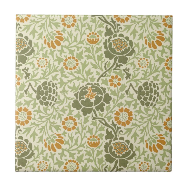 William Morris Grafton Sage Blommigt Mönster Kakelplatta (Framsidan)