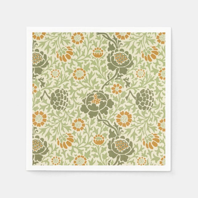 William Morris Grafton Sage Blommigt Mönster Pappersservett (Framsidan)