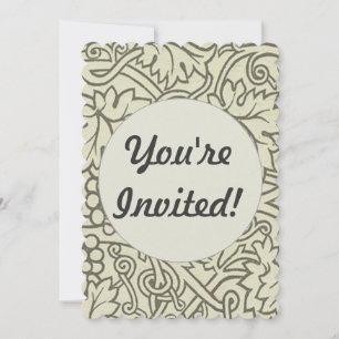 William Morris grågrön druvranka mönster Inbjudningar