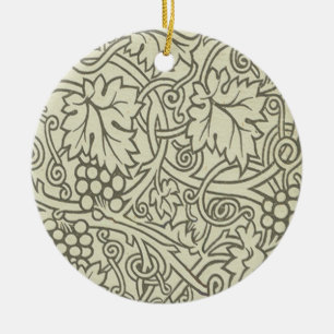 William Morris grågrön druvranka mönster Julgransprydnad Keramik