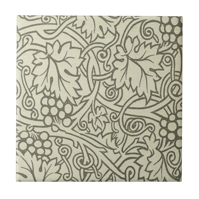 William Morris grågrön druvranka mönster Kakelplatta (Framsidan)