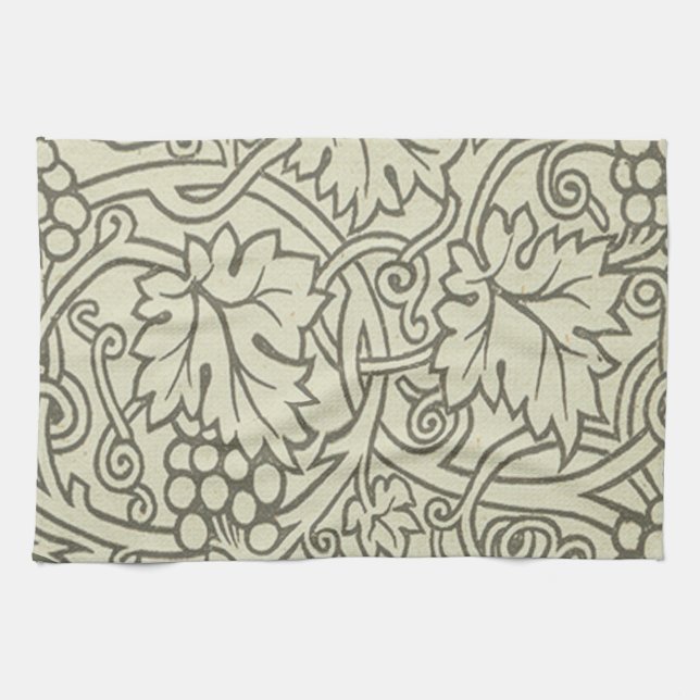 William Morris grågrön druvranka mönster Kökshandduk (Horisontell)