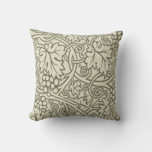 William Morris grågrön druvranka mönster Kudde