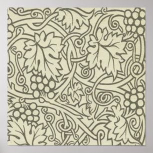 William Morris grågrön druvranka mönster Poster