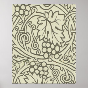 William Morris grågrön druvranka mönster Poster