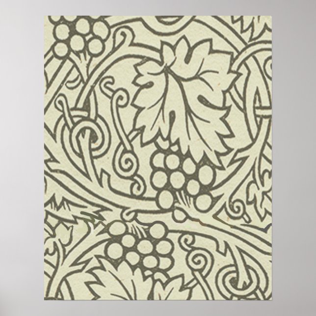 William Morris grågrön druvranka mönster Poster (Framsidan)