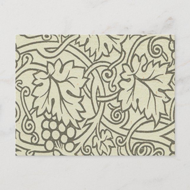William Morris grågrön druvranka mönster Vykort (Framsida)