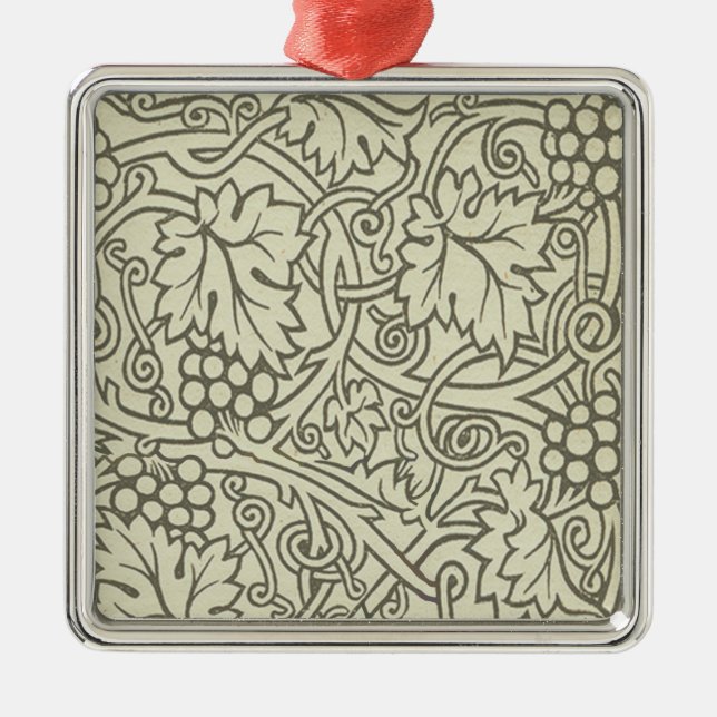 William Morris grågrön druvrankemönster Julgransprydnad Metall (Framsidan)