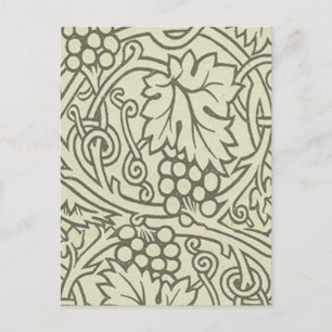 William Morris grågrön druvrankemönster Vykort
