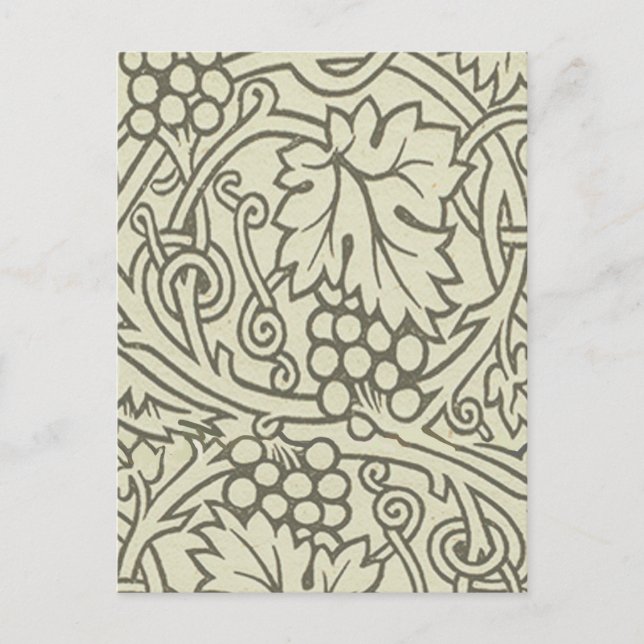 William Morris grågrön druvrankemönster Vykort (Framsida)