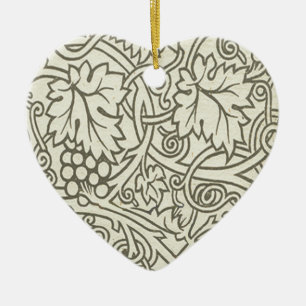 William Morris grågrön druvvinemönster Julgransprydnad Keramik