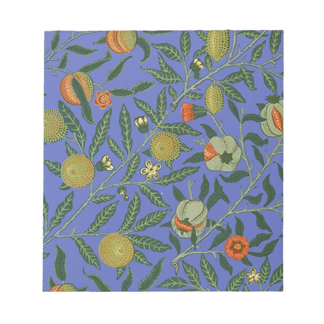 William Morris Granatäpple Blå Färgrik Tapet Anteckningsblock (Framsida)