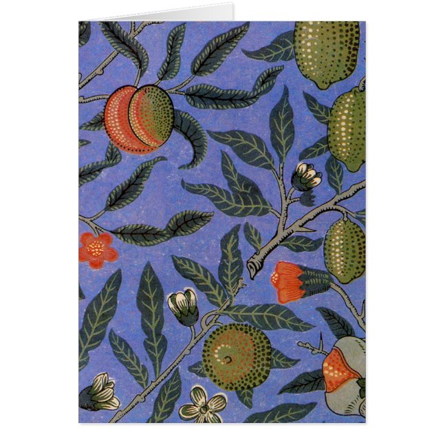 William Morris Granatäpple Blå Färgrik Tapet Hälsningskort (Framsidan)