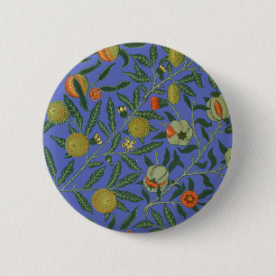 William Morris Granatäpple Blå Färgrik Tapet Knapp