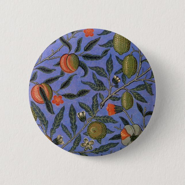 William Morris Granatäpple Blå Färgrik Tapet Knapp (Framsida)