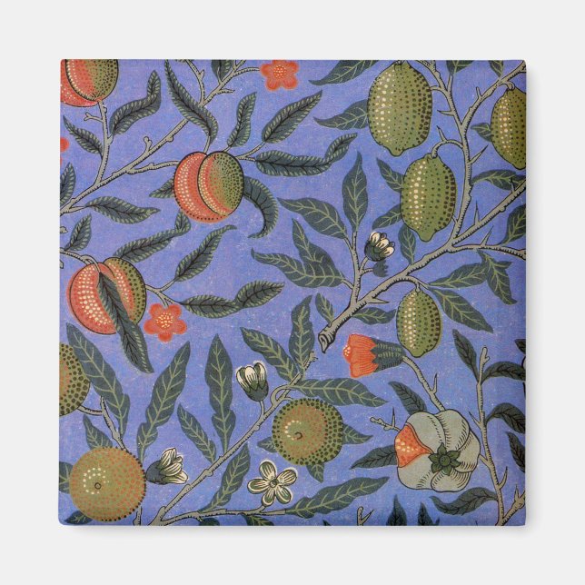William Morris Granatäpple Blå Färgrik Tapet Magnet (Framsidan)