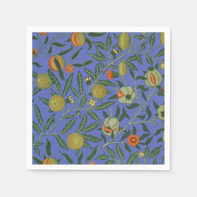 William Morris Granatäpple Blå Färgrik Tapet Pappersservett (Framsidan)