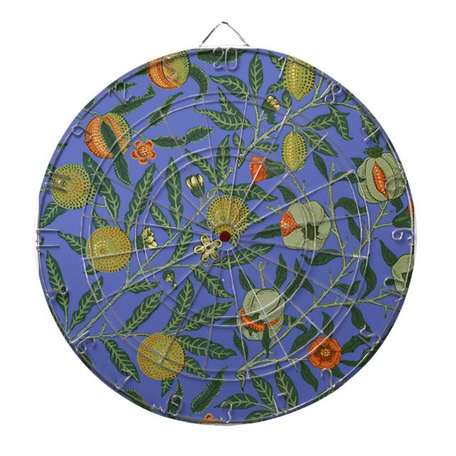William Morris Granatäpple Blå Färgrik Tapet Piltavla (Framsidan)