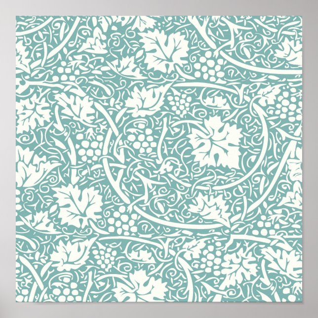 William Morris Grape Mönster Teal Turcouise Poster (Framsidan)