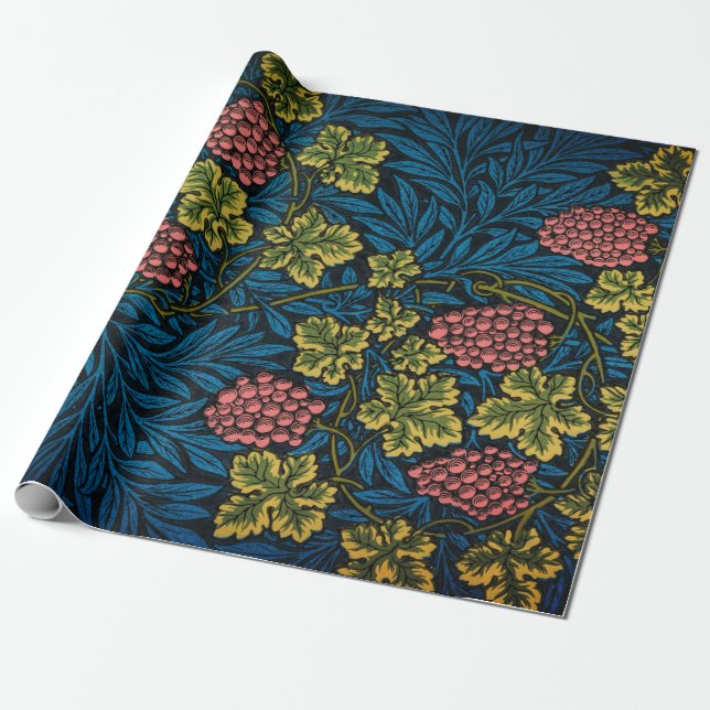 William Morris GRAPE VINE BLUE Wrapping Papper Presentpapper (Utrullad)