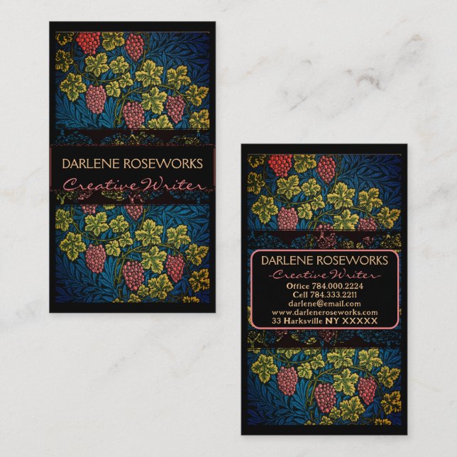 William Morris Grapes & Grape Vines Business Card Visitkort (Fram/baksida)