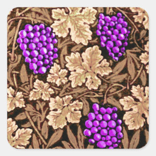 William Morris Grapevine, Brown och Lila Fyrkantigt Klistermärke