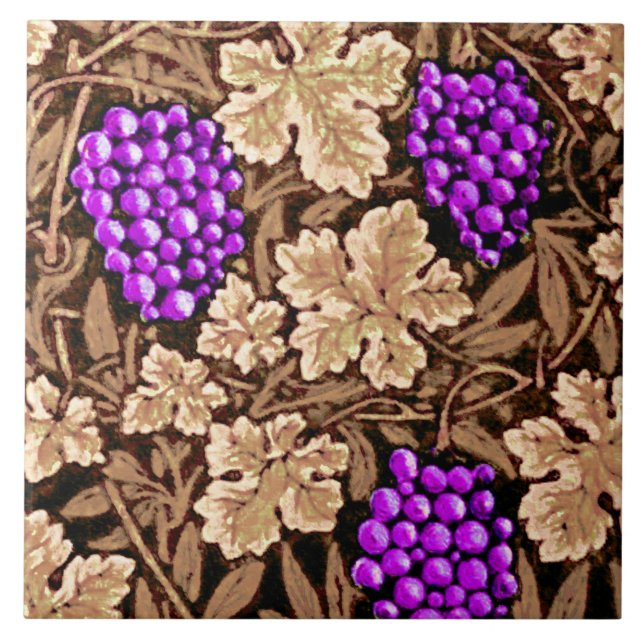 William Morris Grapevine, Brown och Lila Kakelplatta (Framsidan)