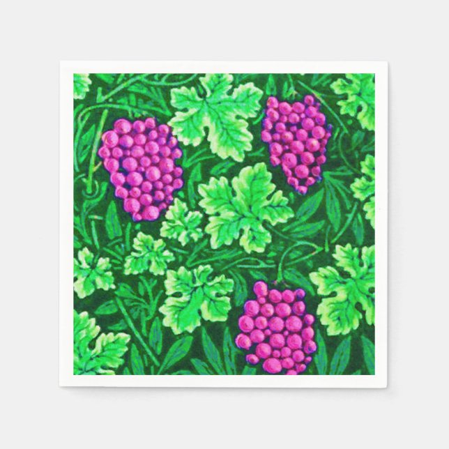 William Morris Grapevine, Magenta and Grönt Pappersservett (Framsidan)