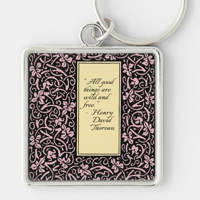 William Morris Grapevine Tapet Mönster Fyrkantig Silverfärgad Nyckelring (Framsidan)