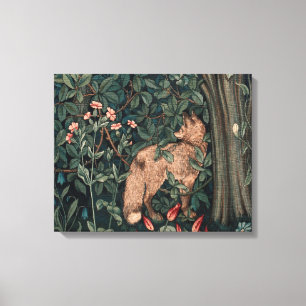 William Morris Greenery Fox Wildlife Art Canvastryck