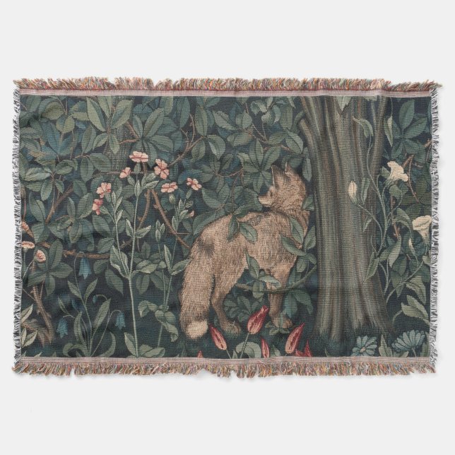 William Morris Greenery Fox Wildlife Art Filt (Framsidan)