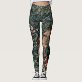 William Morris Greenery Fox Wildlife Art Leggings