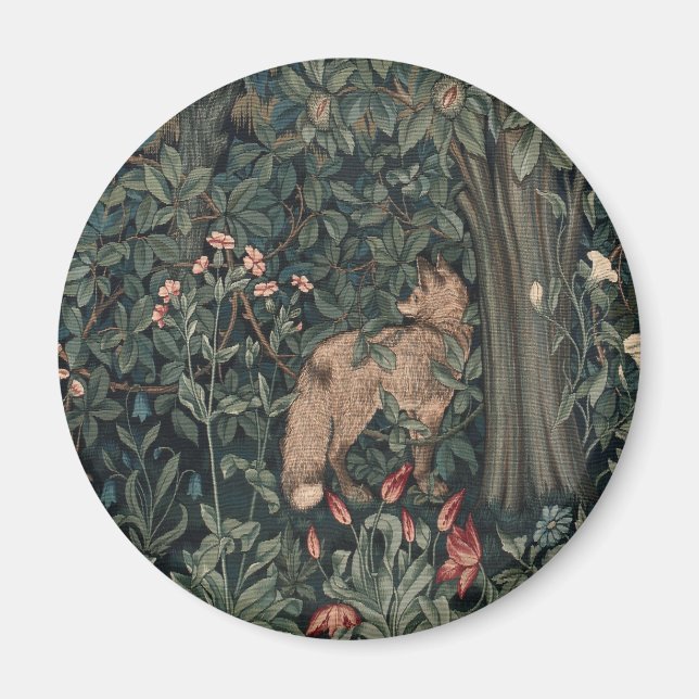 William Morris Greenery Fox Wildlife Art Magnet (Framsidan)