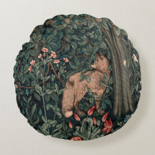 William Morris Greenery Fox Wildlife Art Rund Kudde